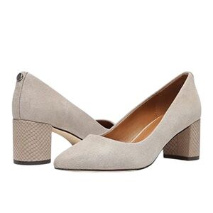 ••New Donald Pliner Women's Stephani Kid Suede Pump Size 8 Tan Snakeskin Heel